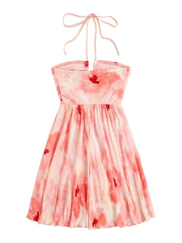 Image of SOLY HUX Women's Tie Dye Cami Dress Halter Backless Sleeveless A Line Short Summer Dresses Sundress