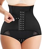 MERYOSZ Butt Lifting Panties High Waisted Tummy Control Shapewear for Women Waist Trainer Mesh Body Shaper Underwear (Black,Large)