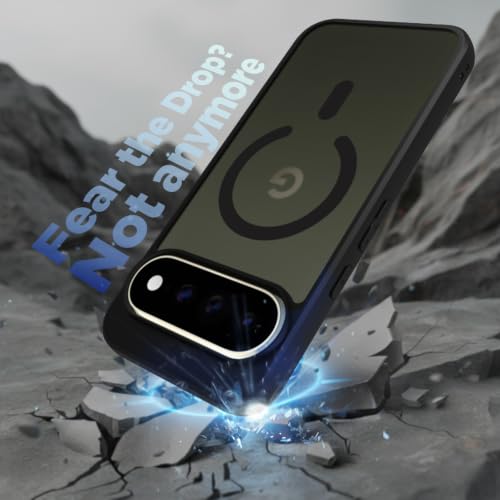 Image of RIGGEAR Shockproof Sleek Hybrid Armor Magnetic Back Cover Case Compatible with MagSafe Accessories for Google Pixel 11 Pro XL (Smoke Black Matte PC + Black TPU Bumper)