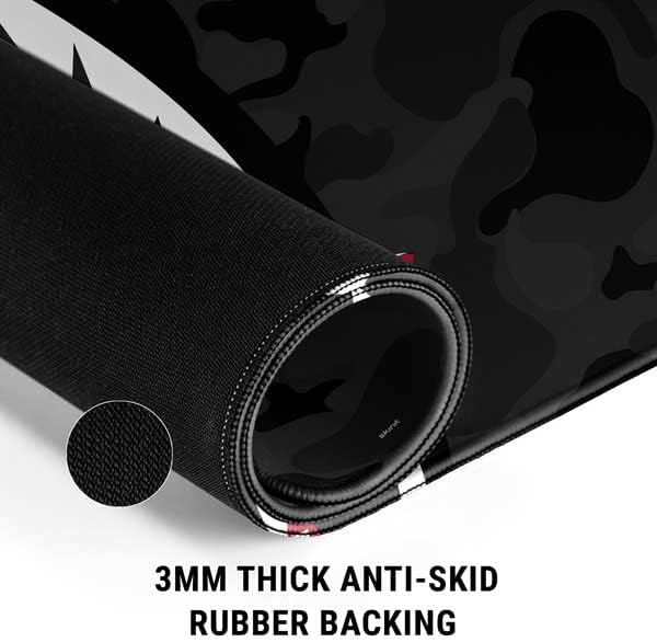 Vista 82 de Skinit Alfombrilla de mouse grande para juegos, diseño de camuflaje de dientes de tiburón con bordes cosidos, impermeable, base de goma