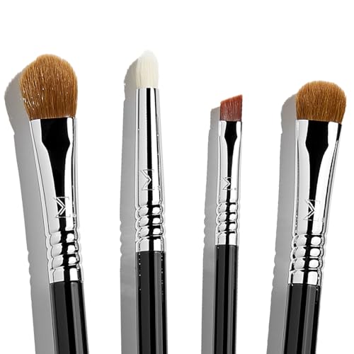Sigma Beauty Basic Eye Brush Set — Classic Eye Makeup Brushes with Premium Fibers and Sleek, Durable Handles for Eyeliner, Eyeshadow, & Eyebrows, Includes 7 Black Makeup Brushes