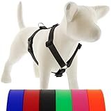 LupinePet Waterproof Splash Adjustable Dog Harness, Jet Black, 1-inch Wide, Girth adjusts 36"-44", Made with BioThane