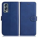 DENDICO Hülle für OnePlus Nord 2 5G, PU Leder Brieftasche Handyhülle, Flip Tasche TPU Schutzhülle mit Kartenfach für OnePlus Nord 2 5G, Dunkelblau