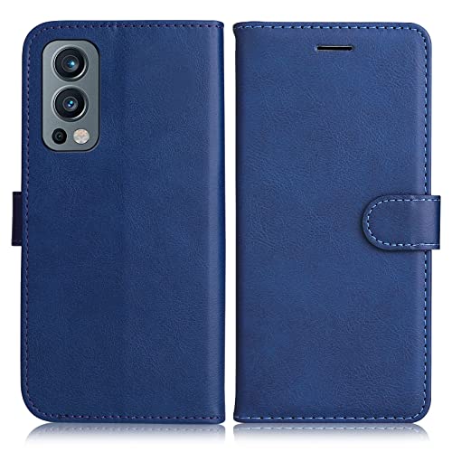 DENDICO Hülle für OnePlus Nord 2 5G, PU Leder Brieftasche Handyhülle, Flip Tasche TPU Schutzhülle mit Kartenfach für OnePlus Nord 2 5G, Dunkelblau