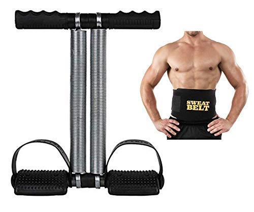 RPC99® Abs Exerciser Double Spring Tummy Trimmer Combo with Sweat Waist Fat Burner Body Slimming Belt Black (B0B63C3193) Amazon Price History, Amazon Price Tracker