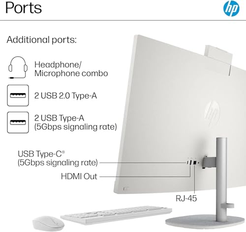Image of HP 27 inch Touchscreen All-in-One Desktop PC - 27 inch FHD Anti-Glare Display, Intel Ultra 7 155U (12-Core), Adjustable Height Stand, FHD IR Camera, Windows 11 Pro, 16GB DDR5 | 1TB SSD