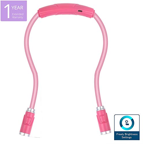 Preisvergleich Produktbild [Neue Version]Topnma Halslampe LED Leselampe Buchlampe Wiederaufladbar,Handarbeitslampe Flexibel,Frei Helligkeitseinstellungen,Hände frei Ideal für Handwerker,Stricken,Häkeln Rosa