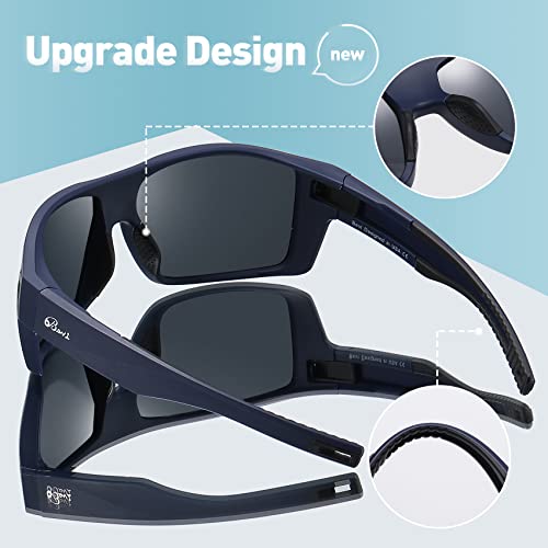 Image of Bevi Square Polarized Sunglasses UV 400 Protection with TR90 Lightweight Frame Glasses for Women Men