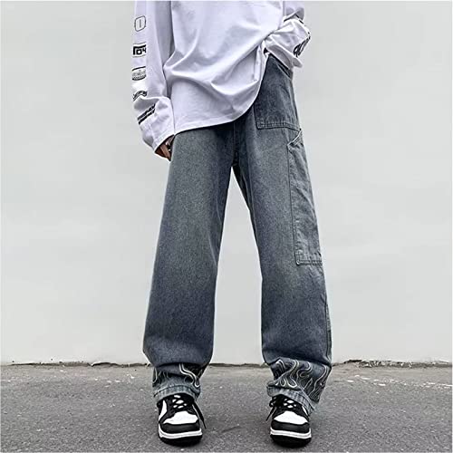 Y2k Jeans Men Aesthetic Black Baggy Jeans Goth Vintage Street Loose Fit Star Graphic Pants Straight Trousers2