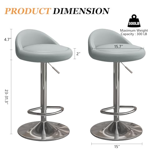 Image of JPBSTO Bar Stools Set of 4, Modern Swivel Barstools with Low Back, Upholstered Adjustable Bar Chairs,PU Leather Barstools Counter Height for Home Bar
