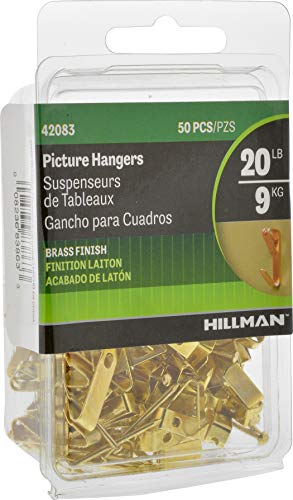 Image of Hillman 42083 Brass Conventional Picture Hangers (20lb) 50 Pack