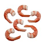 6PCS 1.97 Inch Artificial Shrimp Figures Simulated Cooked Fake Peeled Shrimp Lifelike Seafood Model for Home Kitchen Restaurant Display Photography Props
