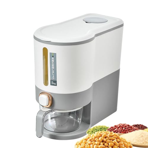 Cubo De Arroz De Cocina - Recipiente De Grano De Despensa, Contenedor De Almacenamiento De Alimentos Secos | De Arroz De Dispensador De Cereal, Barril De Harina De Alimentos A Granel, Organizado