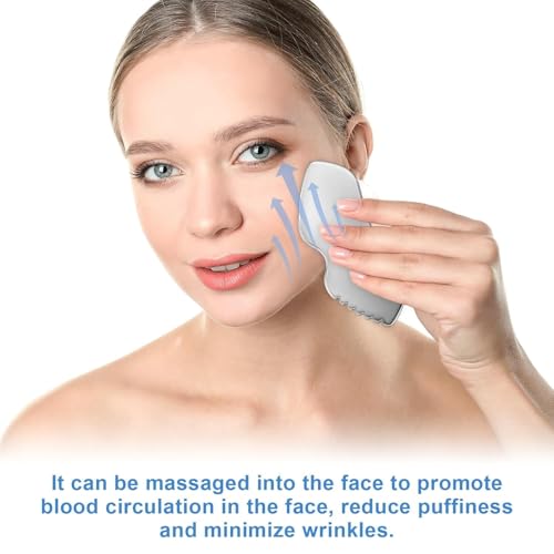 Image of Stainless Steel Gua Sha Facial Tools | Metal Guasha Scraping Tool for Skin Lifting, Jawline Sculpting & Face Massage Therapy