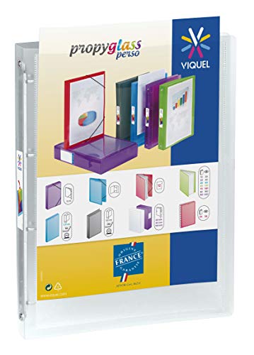 Viquel - Classeur souple a4 personnalisable Propyglass - 4 anneaux - Dos 2.5cm - Incolore translucide