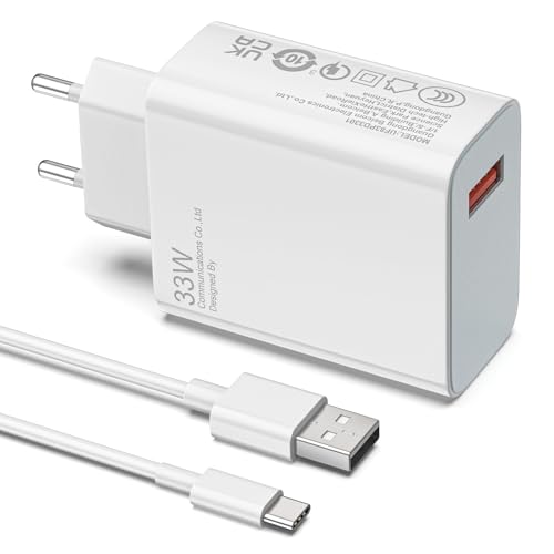 shefor Caricatore Per Xiaomi 33W USB C Caricabatterie veloce Per Xiaomi Mi 13 Mi 12 Mi12Pro Mi11 11 Ultra Mi11 lite Mi 10 Redmi Note 12 12 s 11 11 Pro 10 10 Pro Poco X4 X3 F4 G Adattatore TurboCharge