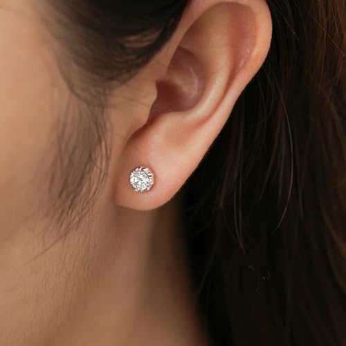 AGVANA 'Inner Light' Earrings 0.6 Ct.Tw. Lab-Grown Diamond Stud Earrings in Sterling Silver (D-E Color, VS Clarity) Fine Jewelry Promise Anniversary Birthday Gifts for Women2