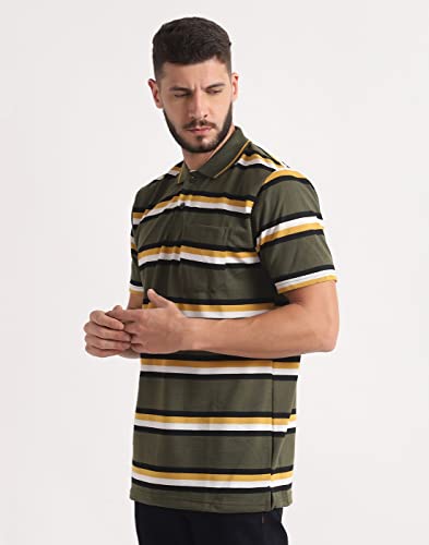 Image of INKKR Striped Men Polo Neck Half Sleeve T-Shirt