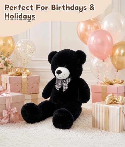 Image of MaoGoLan 39 inch Black Teddy Bear Stuffed Animal,Fluffy Plush Gift for Kids