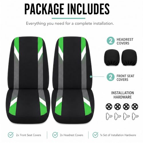 Image of FH Group FB033GREEN102 Bucket Seat Cover (Modernistic Airbag Compatible (Set of 2) Green)