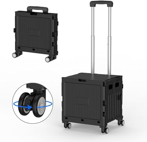 Carrito de la compra plegable con asa giratoria, carrito compacto para compras de comestibles, camping y aventuras al aire libre