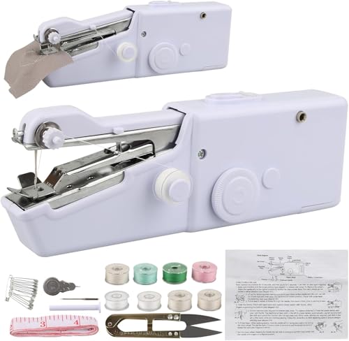 VxoDhuuo Handheld Sewing Machine Easy to Use Mini Sewing Machines for Home & Travel Quick Sewing Clothing