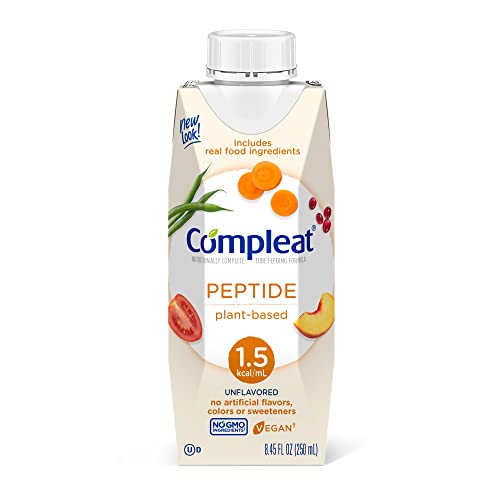 Compleat Peptide 250mL, Plant Based Nutritionally Complete Tube Feeding Formula, Unflavored, 24 Pack