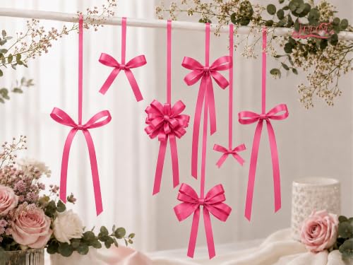 Image of Double Face Hot Pink Satin Ribbon 1 /2 inch X 50 Yards Polyester Hot Pink Ribbon for Gift Wrapping Very Suitable for Weddings Party Hair Bow Invitation Decorations and More