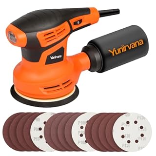 Yunirvana Orbital Sander, 280W Power, 13000 OPM, 6-Speed Random Orbit Sander with 15 Sanding Discs (125mm), Electric Sanding Machine with Dust Collection System for Sanding and Polishing