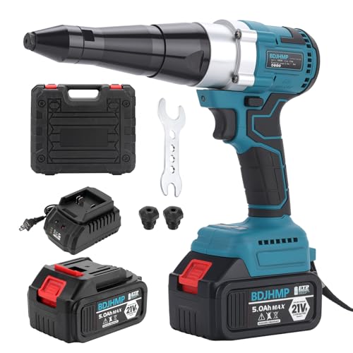 BDJHMP Cordless Brushless Rivet Gun, Portable Automatic Electric Riveter Kit for 1/8