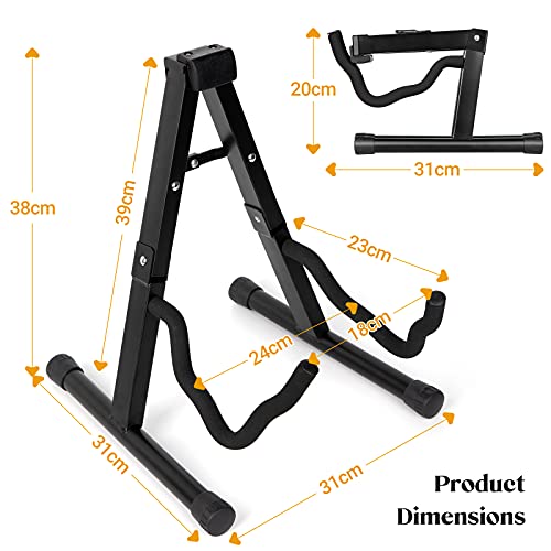 Image of CAHAYA Guitar Stand A-Frame Foldable Guitar Holder Stable and Portable Universal Metal Guitar Stand Fits Almost All Guitars CY0251