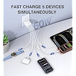 USB C Wall Charger Block, 2Pack 60W 5-Port C Charger Fast Charging Block PD Power Adapter +QC 3.0 Multiport Type C Box Brick Cube USB A Wall Plug for iPhone 15/16/17 Pro Max Plus, iPad,Samsung Galaxy - Image 2