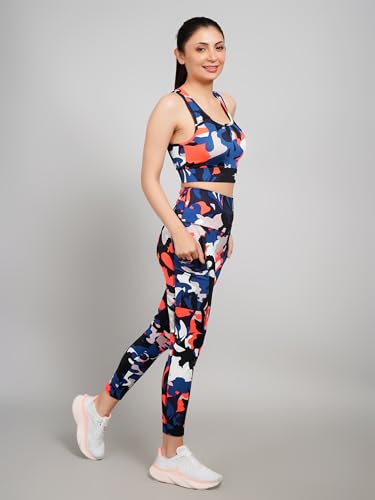 Image of SSoShHub Tights Top High Waist Stretchable Gym Tights and CropTop Bra Gym wear /Active Wear Tights Yoga Pants Zumba /Dance Womens Workout Tights and Top Stretchable Workout set