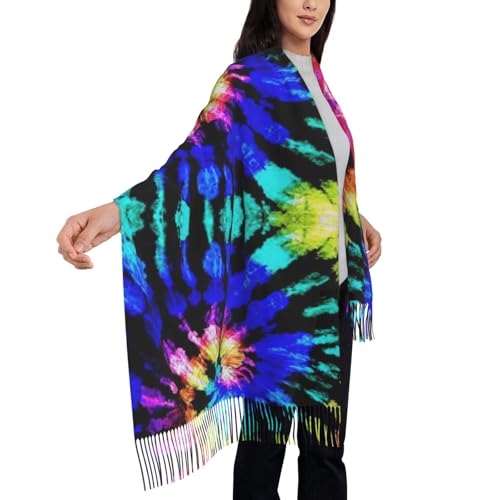 Tie Dye 77.6"*28.3" Print Fringed Scarf Shawl For Women Lightweight Scarf Fall Winter Thick Scarf4