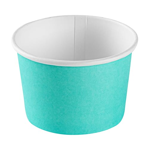 Image of Coppetta 4 Ounce Dessert Cups, 200 Disposable Ice Cream Cups - Lids Sold Separately, Heavy-Duty, Turquoise Paper Frozen Yogurt Bowls, For Hot And Cold Foods - Restaurantware