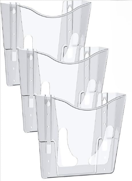 Deflecto Crystal Clear Portrait A4 Wall Mounted Document Holders Set of 3 - A4 Sign Holder - A4 Leaflet Holder Wall Mounted Letter Rack Leaflet Display Stands A4 Poster Holder A4 Menu Holders โ image 1