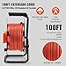 VEVOR 100FT Retractable Extension Cord Reel, with 4 Outlets and Dust Cover, Heavy Duty 12AWG SJTOW Power Cord, Portable Handle and Safety Overload Circuit Breaker, for Outdoor Indoor Toolshed Garage