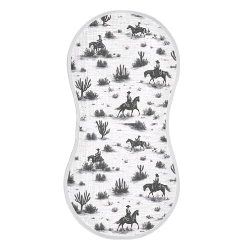 xigua Wild West Cowboys Baby Burp Cloths for Newborn Boys and Girls 4 Pack, Soft & Absorbent Cotton Baby Burp Cloth, Baby Washcloths, Newborn Towel, Burp Rags
