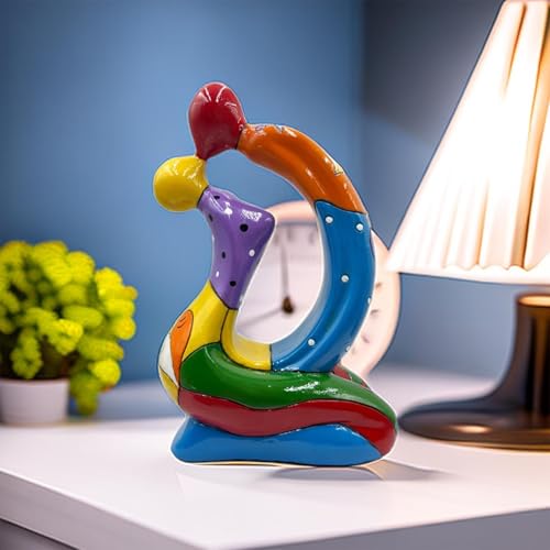 Sculpture de couple idée cadeau romantique | Statuette baiser coloré art moderne abstrait - 6