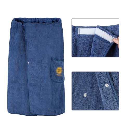 PENINSULA LOVE Men Wearable Bath Towel Absorbent Body Wrap Bathrobe Soft Adjustable Shower Body Cover Up Towel with Pocket2