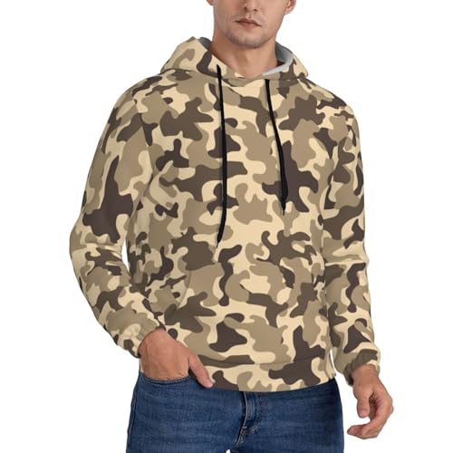 Hoodies For Men - Black White Camouflage Print Long Sleeve Casual Men'S Hoodies & Sweatshirts Pullover With Pocket