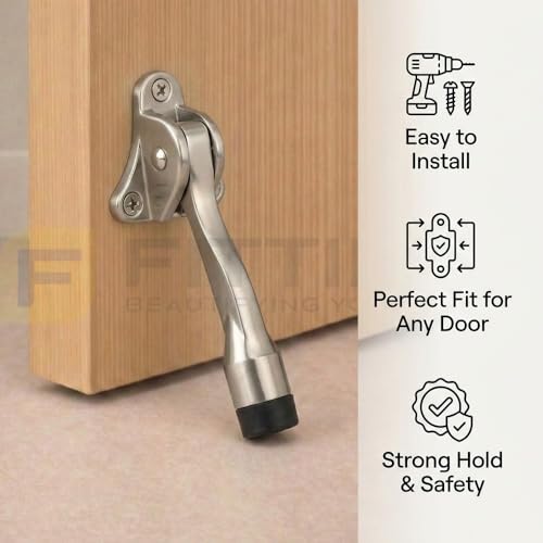 Image of Round Rubber Door Stopper /Heavy Duty Rubber Door Stopper for Home /Stopper with Rubber Grip (5 inch) Satin - Pack of 4-| 3 Years Warranty |