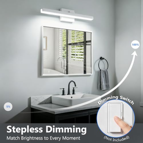 Image of IZORRO Modern Bathroom Vanity Light 32 inch, Rotatable, 24W Dimmable Led Bathroom Light Fixture Over Mirror, White Vanity Light Bar (Cool White 6000K)