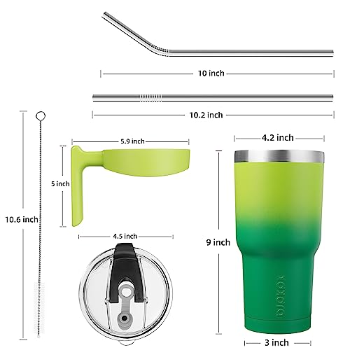 Image of BJPKPK 40 oz Tumbler with Handle & Straw, Insulated Stainless Steel Mug | Double Wall Vacuum, Keeps Hot /Cold, Thermal Cup, BPA Free, Dishwasher Safe, Cupholder Fit, Coffee & Travel, Bamboo Grove