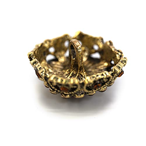 Craftisum 10 Pcs Orange Rhinestones Inlaid Retro Round Octagon Metal Shank Sewing Coat Buttons -25Mm -1" #TOP4