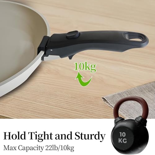 Image of Detachable Pot Handle for Cookware, Universal Removable Pan Grip, Heat Resistance Non-Slip Locking Handle with Oil Brush and Spatula Set for Home Uses(Black)