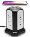 10ft Power Strip Tower Wireless Charger SUPERDANNY Surge Protector Extension Cord 10A 9-Outlet 4 USB 4.5A Fast Speed Charging Station Universal Electrical Socket for Laptop Phone Black and White
