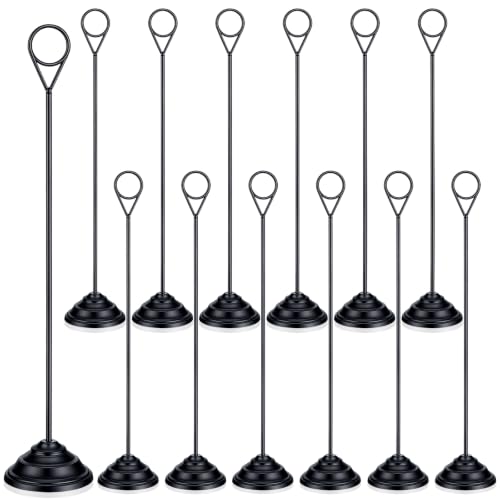Image of 12 Pcs Table Number Holders Black 12 Inch Metal Place Card Holders Table Number Stands Tabletop Sign Stands for Photos, Menu, Memo, Notes, Wedding, Restaurant, Banquet, Birthday