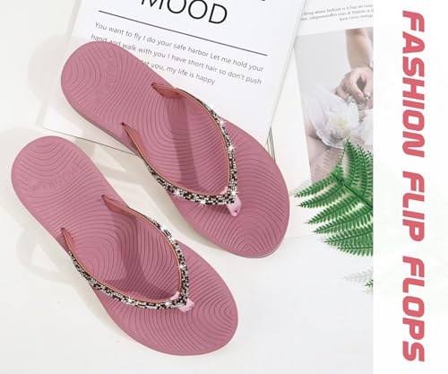 Image of KuaiLu Women's Rhinestone Flip Flops Arch Support Yoga Mat Cushion Sandals