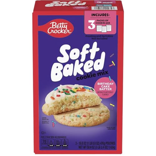 Betty Crockers Birthday Cake Soft Baked Cookies, 16.8 oz, 3